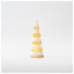 Δεντρακι Γυαλινο, Χρυσο με Λευκο Glitter, Φωτιζομενο, Μπαταριας, 8,5x20,5cm