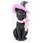 Γατουλα Μαγισσα Πολυρεζιν, με ροζ Φιογκο, Halloween, 15.3x14.5x29.8cm