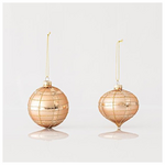 Γυαλινο Στολιδι, Σαμπανι, με Σχεδια Glitter, 2 Σχηματα, σετ 4 Τμχ, 8cm