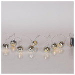 Σειρα, 10 led 5mm, με Disco Μπαλιτσες, Μπαταριας 3xaa, Timer, Διαφανο pvc Καλωδιο, Θερμο Λευκο Led, ανα 15cm, Προεκταση Παροχης 30cm, Ip20