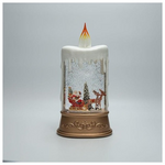 Επιτραπεζιο Διακοσμητικο σε Σχημα Κεριου, με Αγιο Βασιλη και Ελκυθρο, με Νερο στο Εσωτερικο, Φωτιζομενο, Μπαταριας, Timer, 15.5x9.5x30cm