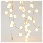 Σειρα,100 led 3mm Θερμα Λευκα,λευκες Υφασματινες Μπαλεσ,μετασχημ/στη &Επεκταση,προεκταση Παροχησ300cm,διαφανο Καλωδιο,ανα5cm,ip44