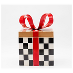 Μεταλλικο Δωρακι, Μαυρο Καρο με Κοκκινο, 25.5cm