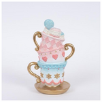 Διακσμητικο Πολυρεζιν Φλυτζανακια με Macarons, Ροζ, 9x11.5x18cm