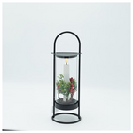 Μεταλλικο Φαναρι Μαυρο με 1 Κερι, 10.50x30cm