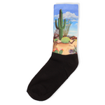 Γυναικείες κάλτσες με σχέδιο Trendy Cactus in Dessert Μαύρο-Λευκό