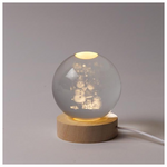 Φωτιζομενη Μπαλα 8cm, Χριστουγεννιατικη Σχεδιο, Χιονανθρωπο me Δωρα, Usb, 6 Θερμα Λευκα smd Led, Bαση 7cm, Προεκταση Παροχης 70cm, Ip20