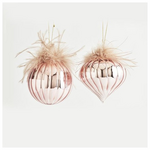 Στολιδι Γυαλινο, ροζ με Φτερα, 2 Σχηματα, σετ 4τμχ, 10cm