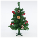 Δεντρο 60cm, με Χιονισμενες Κουκουναρες και Berries, 70 Tips (Παχος των Tips 6cm), Πρασινο Χρωμα