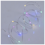 Σειρα, 20 Mini Led, Μπαταριας 2xaa, Timer, Ασημι Χαλκινο Καλωδιο, Πολυχρωμο Οπαλ Led, ανα 10cm, Προεκταση Παροχης 10cm, Ip20, Display box (24τμχ)