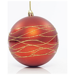 Πλαστικη Μπαλα Κοκκινη, με Χρυσα Διακοσμητικα, σετ 4τμχ, 10cm
