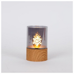 Φωτιζωμενο Γυαλινο Διακοσμητικο, με Χιονονιφαδα στο Εσωτερικο, Μπαταριας 2xaa, Timer, 100 Θερμα Λευκα Led, 8x12,5cm, Ip44