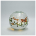 Επιτραπεζια Φωτιζομενη Γυαλινη Μπαλα, Κρακελε, με Χριστουγεννιατικη Παρασταση, Μπαταριας, Timer, 14cm