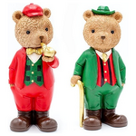 Διακοσμητικο Πολυρεζιν, Αρκουδακι Vintage, Πρασινο Κοκκινο, 2 Σχεδια, 10x21cm