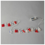 Σειρα, 14 led 5mm, 'merry Christmas', με Κοκκινα & Ασπρα Γραμματα, Μπαταριας 2xaa, Timer,  Διαφανο pvc Καλωδιο, Θερμο Λευκο led ανα 8cm, Προεκταση Παροχης 30cm, Ip20