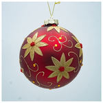 Γυαλινη Μπαλα, Κοκκινη με Χρυσα Αλεξανδρινα,12cm
