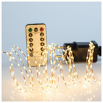 Σειρα, 300 Mini Led, Μετασχηματιστη, με Τηλεχειριστηριο (On/off, Timer, Dimmer), Μπρονζε Χαλκινο Καλωδιο, Θερμο Λευκο Led, ana 1,5cm, , Προεκταση Παροχης 3m, Ιρ44