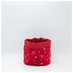 Καλαθακι, Κοκκινο Βελουδο με Σαμπανι Αστερακια, 20x20cm