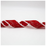 Κορδελα, Κοκκινη με Λευκες Χνουδωτες Ακρες, 914x6.3cm