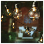 Party Led, 20 led με Πλαστικους Διαφανους Γλουμπους 5cm,  31v Adaptor, Διαφανο Καλωδιο, Θερμο Λευκο Led, Προεκταση Παροχης 1m, ανα 20cm, Ιρ44