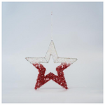 Αστερι Κρεμαστο, Πλεγμα, Λευκο-Κοκκινο, 25cm