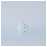 Γυαλινη Μπαλα Λευκη, με Λευκα Σχεδια, σετ 4τμχ, 8cm