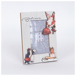 Διακοσμητικη Κορνιζα με Αγιο Βασιλη και Πιγκουινο, Λευκη, 1.2x13x18cm