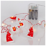 Σειρα, 20 Mini Led, Σκουφος & Χιονανθρωπος, Μπαταριας 3xaa, Χρονοδιακοπτη, Κοκκινο & Λευκο Χαλκινο Καλωδιο, Θερμο Λευκο Led, ανα 10cm, Προεκταση Παροχης 30cm, Ip20