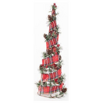 Διακοσμητικο Δεντρακι, με Κορδελα Κοκκινη Καρο, με Berries, 45,7x14cm