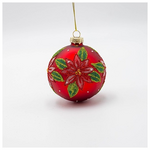 Γυαλινη Μπαλα, Κοκκινη με Αλεξανδρινο, σετ 4τμχ, 8cm