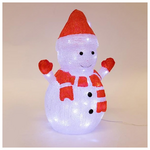 Ακρυλικος Χιονανθρωπος Λευκος & Κοκκινος, 3,5v Μετασχηματιστη, 85 Λευκα led + 5 Λευκα Flash Led, Προεκταση Παροχης 5m, 34x23x48cm, Ip44