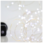 Σειρα, 300 Μινι Led, 4,5v, Σταθερο, με Μετασχηματιστη, Προεκταση Παροχης 500cm, Ασημι Χαλκος, Λευκο Led, ana 10cm, Ιρ44