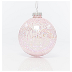 Γυαλινη Μπαλα Διαφανη, με ροζ Αστερακια στο Εσωτερικο Της, σετ 4τμχ, 8cm