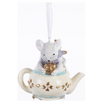 Στολιδι Πολυρεζιν, Τσαγιερα με Ποντικακι, Λευκο, 4.5x6cm