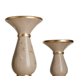 S/4 Κηροπηγια και Πιατελα Κεραμικη Κρεμ/χρυσο 37χ19χ20