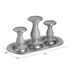 S/4 Κηροπηγια και Πιατελα Κεραμικη Κρεμ/χρυσο 37χ19χ20