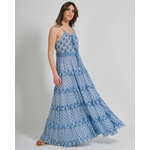 Ble Φορεμα Μακρυ Αμανικο σε Μπλε Χρωμα me Ασημι Λεπτομερειες one Size (100% Cotton)