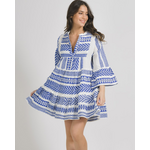 Ble Φορεμα Μπλε/λευκο με Σχεδια ονε Size (100% Cotton)