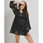 Ble Φορεμα/καφτανι σε Μαυρο Χρωμα με Χρυσα Σχεδια ονε Size (100% Cotton)