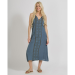 Ble Φορεμα Μακρυ Αμανικο Μπλε με Σχεδια one Size (100% Cotton)