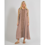 Ble Φορεμα Μακρυ Αμανικο Μπεζ /Ροζ με Σχεδια one Size (100% Cotton)