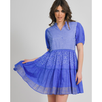 Ble Φορεμα Κοντομανικο Μπλε με Λευκα/χρυσα Σχεδια one Size (100% Cotton)