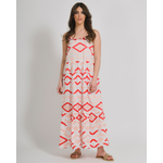 Ble Φορεμα Μακρυ Αμανικο Λευκο με Ροζ/κοκκινα Σχεδια one Size (100% Cotton)