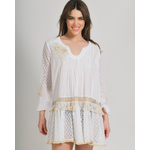Ble Φορεμα/καφτανι σε Λευκο Χρωμα με Κεντημα one Size (100% Cotton)