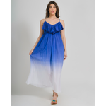 Ble Φορεμα Μακρυ Αμανικο σε Λευκο/μπλε Χρωμα Ομπρε one Size (100% Cotton)