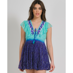 Ble Φορεμα Konto Αμανικο σε Τυρκουαζ/μπλε Χρωμα Ομπρε one Size (100% Cotton)