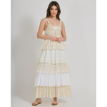 Ble Φορεμα Μακρυ Αμανικο σε Εκρου Χρωμα με Δαντελα one Size (100% Cotton)