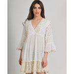 Ble Φορεμα Konto σε Εκρου Χρωμα με Κοχυλια one Size (100% Cotton)