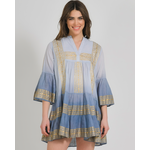 Ble Φορεμα/καφτανι σε Μπλε-Γκρι Χρωμα και Χρυσες Λεπτομερειες one Size (100% Cotton)