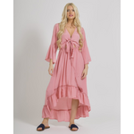 Ble Φορεμα σε ροζ Χρωμα με Ανοιγμα one Size (100% Crepe)